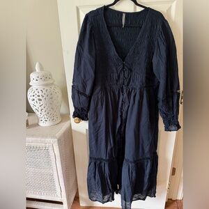 Anthropologie Midnight  Smocked Dress